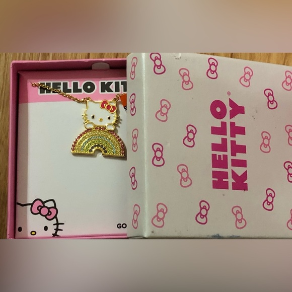 Hello Kitty gold plated hello kitty on a rainbow necklace new - Picture 2 of 8